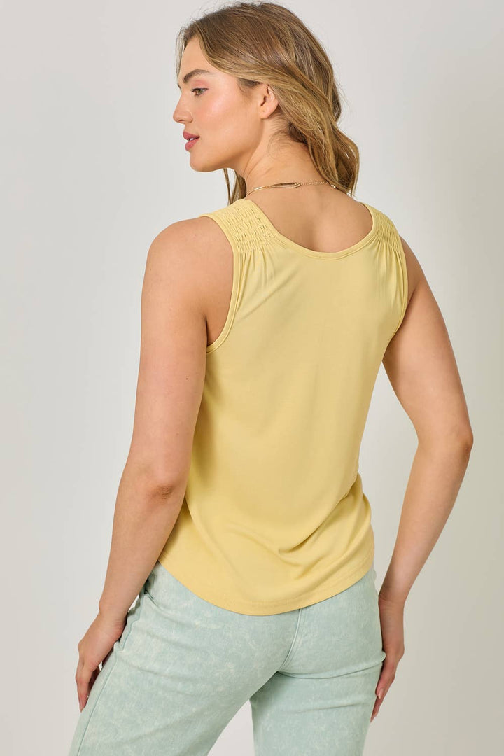 Modal Smocked Shoulder Tank