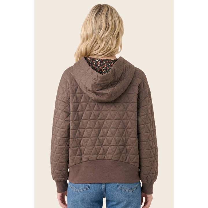 QUILTED DRAWSTRING HOODIE TOP