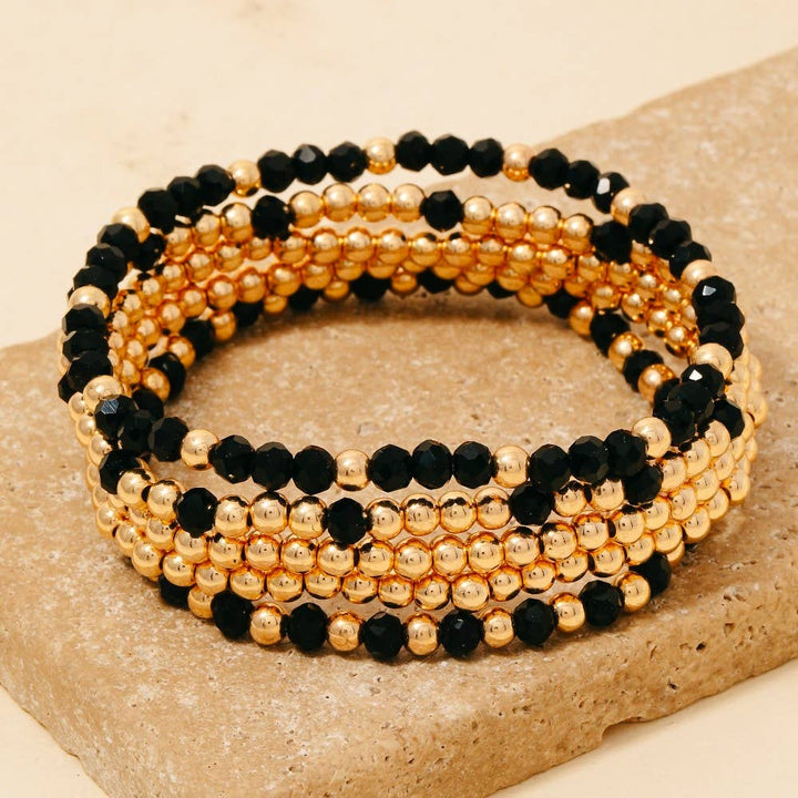 Metallic And Faceted Beaded Bracelet Set
