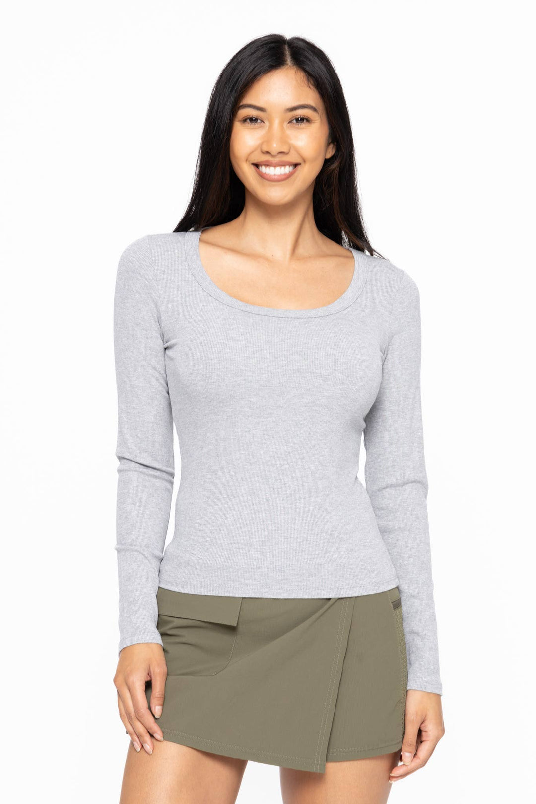 Slim Fit Scoop Neck Long Sleeve Top