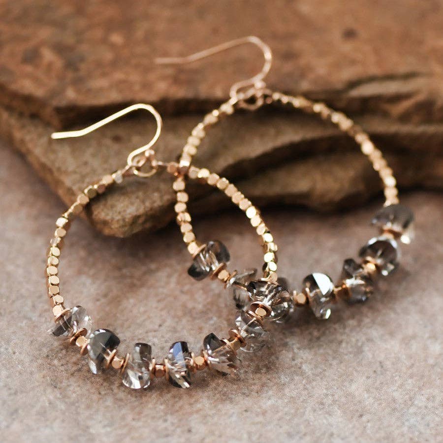 Glass Crystal Beaded Drop Earrings - 6753