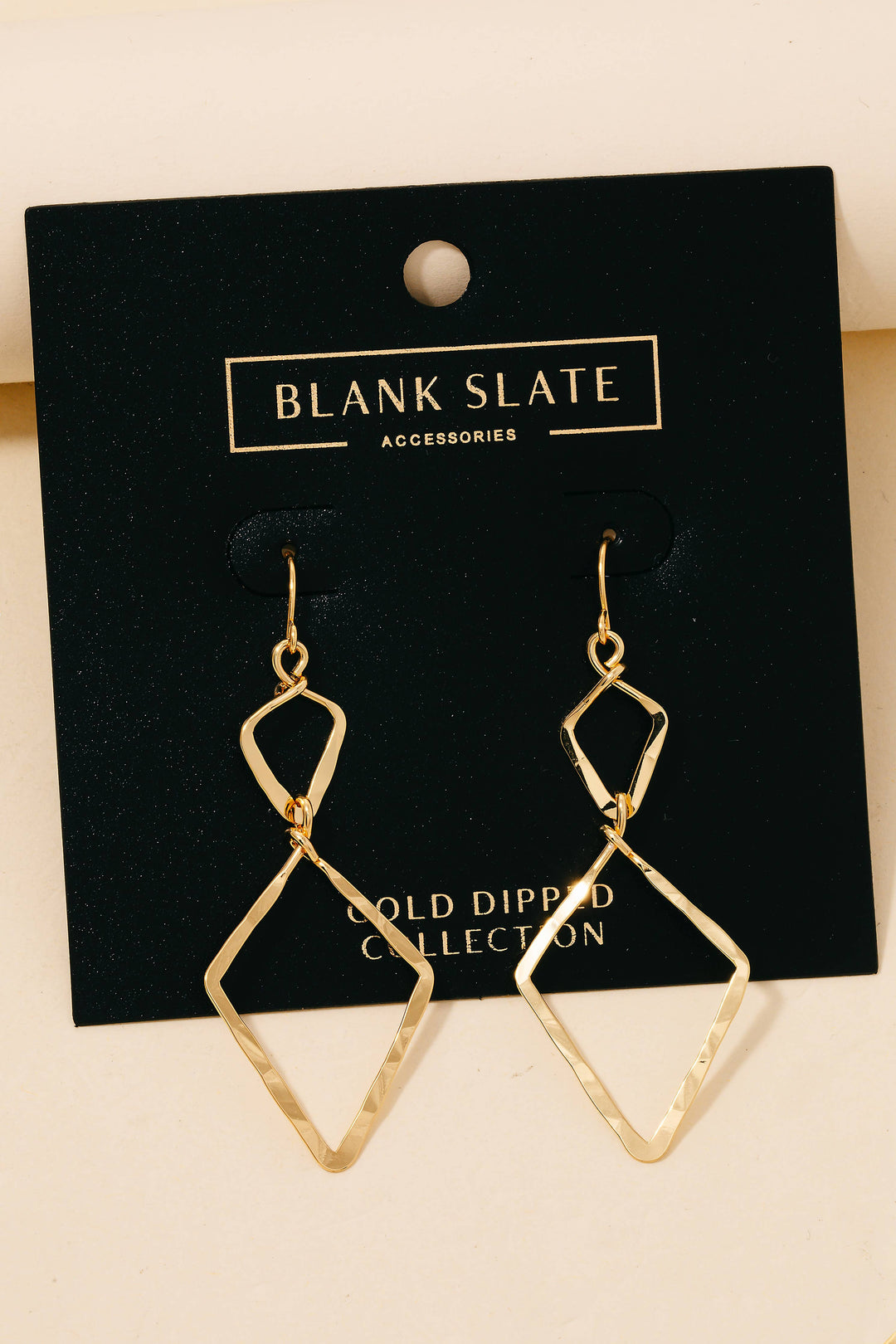 Gold Dipped Double Diamond Dangle Earrings