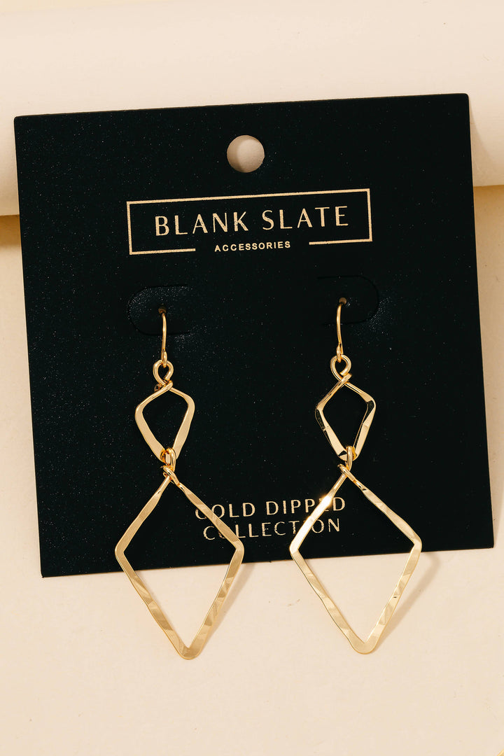 Gold Dipped Double Diamond Dangle Earrings