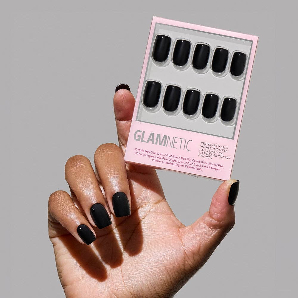 Jet Black Press-On Nails | Short Squoval | Fall Halloween