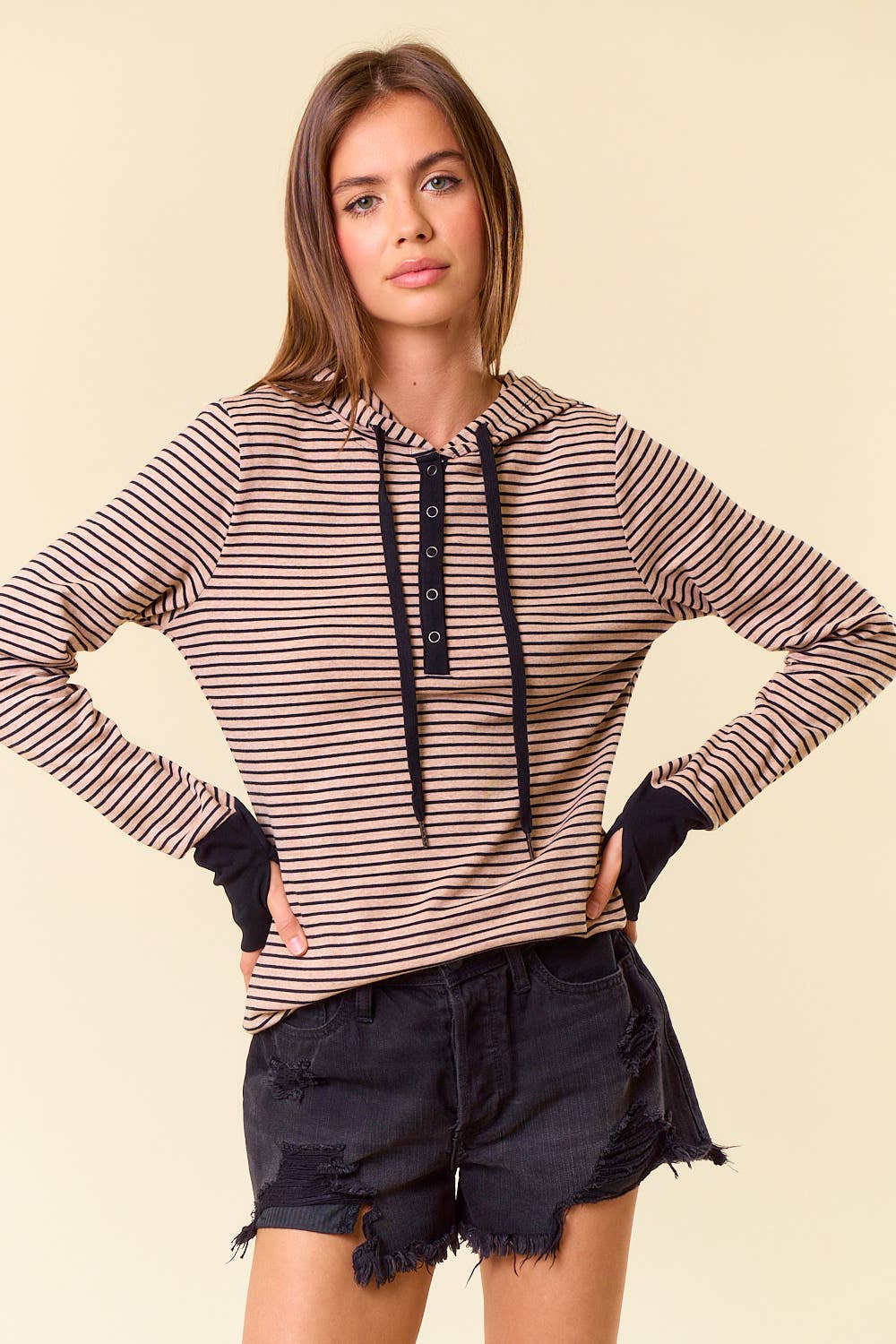 Valerie Hooded Henley Top