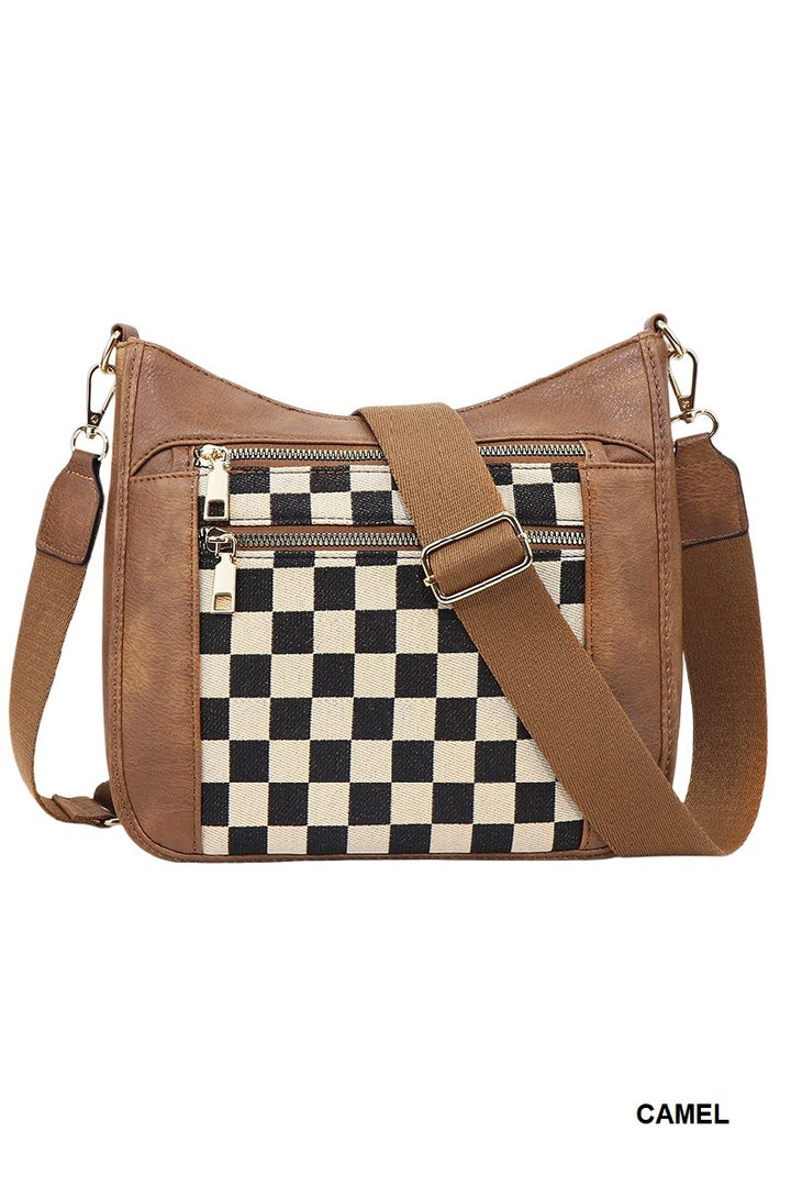 Checkered Canvas Messenger Bag