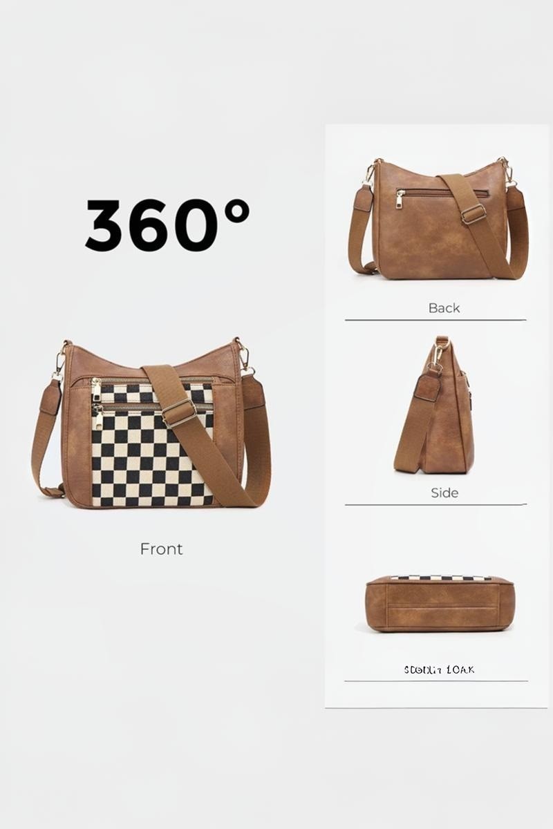 Checkered Canvas Messenger Bag