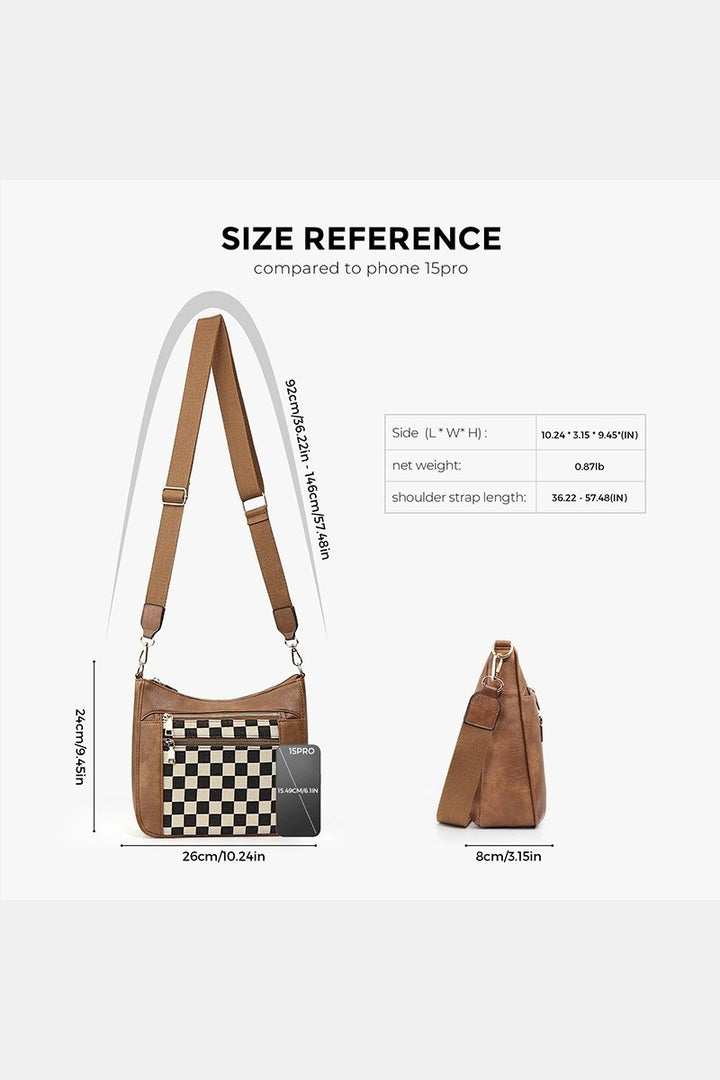 Checkered Canvas Messenger Bag