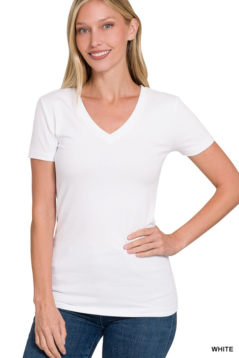 Basic Cotton V-Neck Tee's