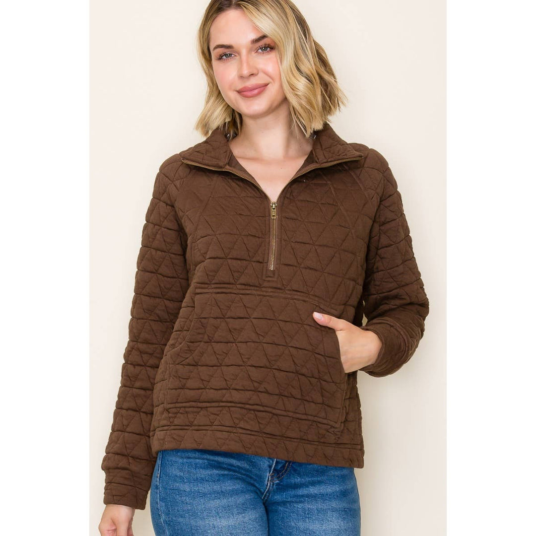 Chocalate Quilted Half Zip