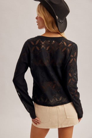 Crochet Lace Trim Detail Top