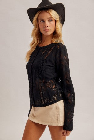Crochet Lace Trim Detail Top