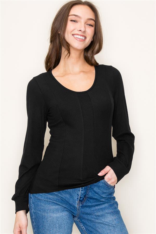 Black Ribbed Long Sleeve