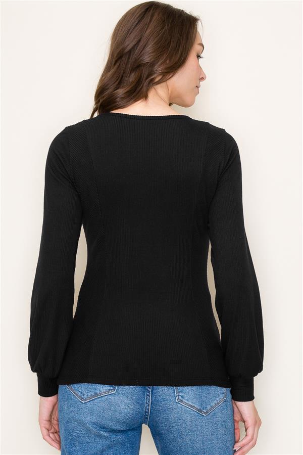 Black Ribbed Long Sleeve