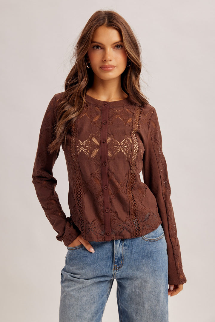 Crochet Lace Trim Detail Top