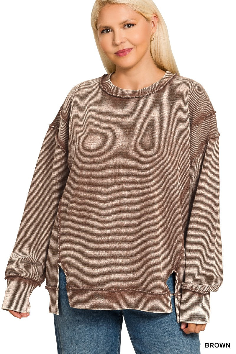 *PLUS* Ribbed Exposed Hem Pullover