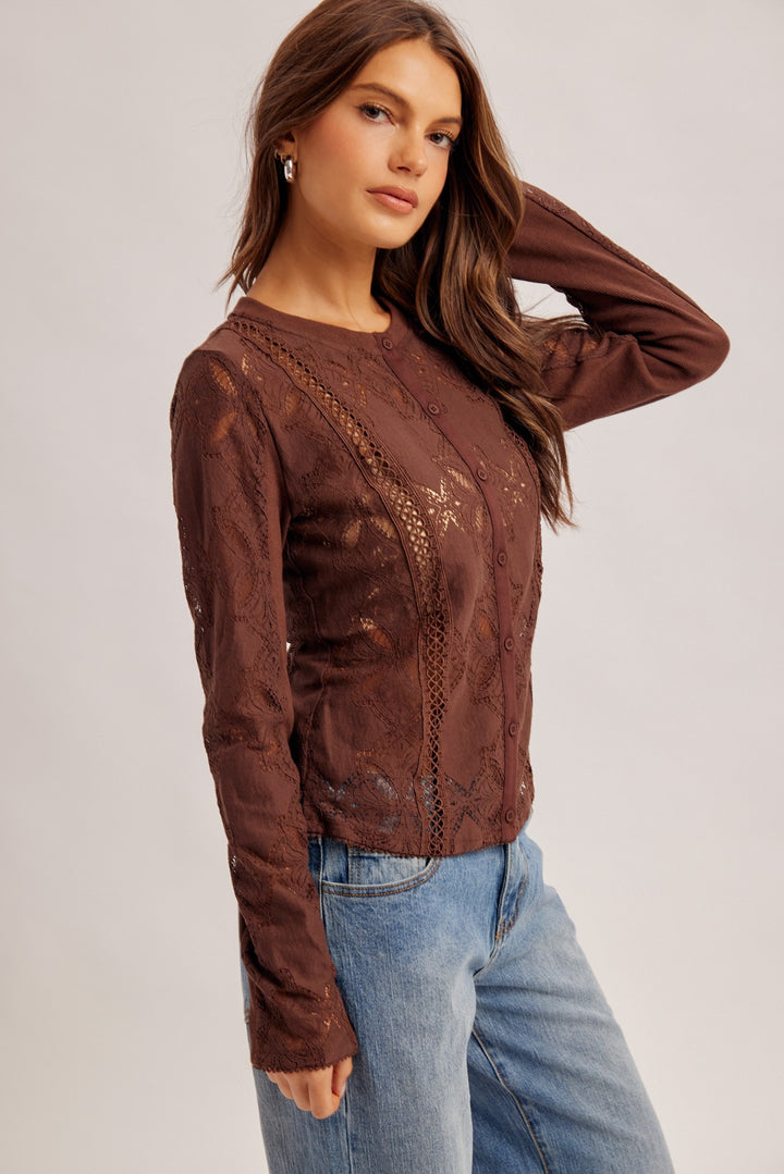 Crochet Lace Trim Detail Top