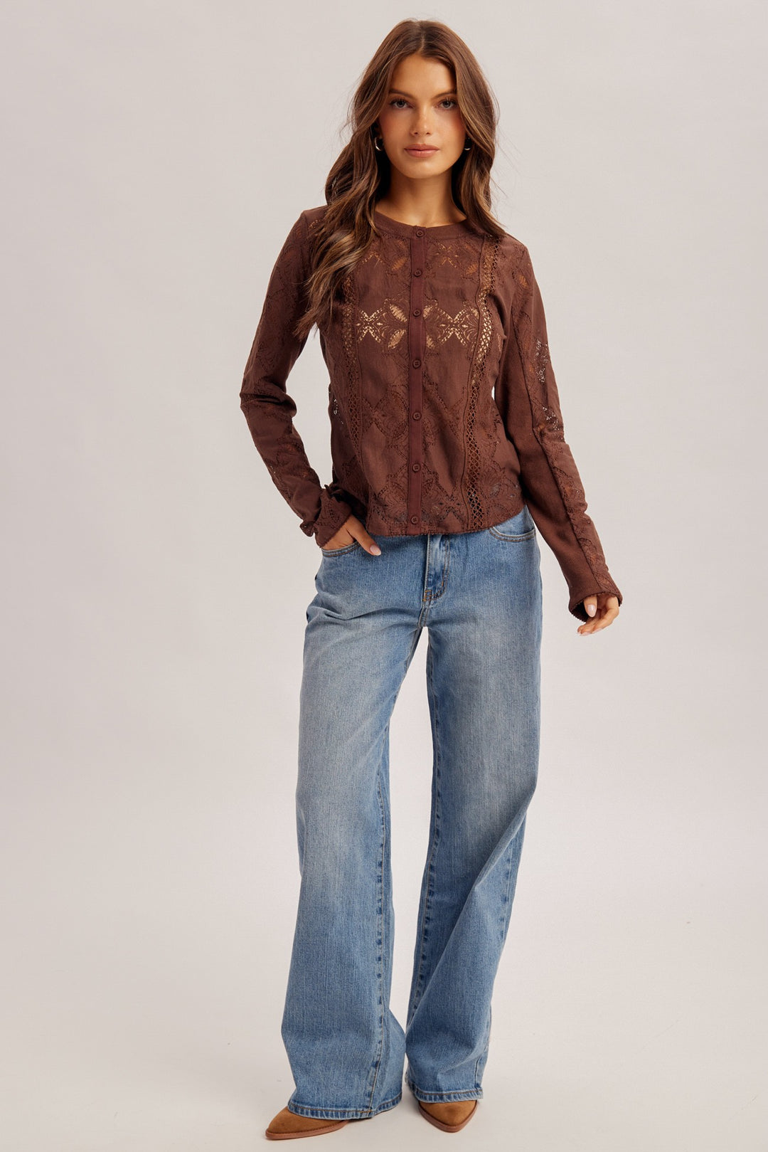 Crochet Lace Trim Detail Top