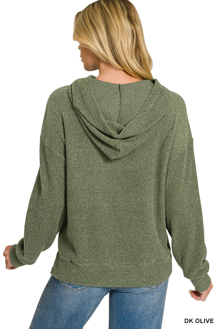 Brushed Ribbed Hacci Hoodie Pullover