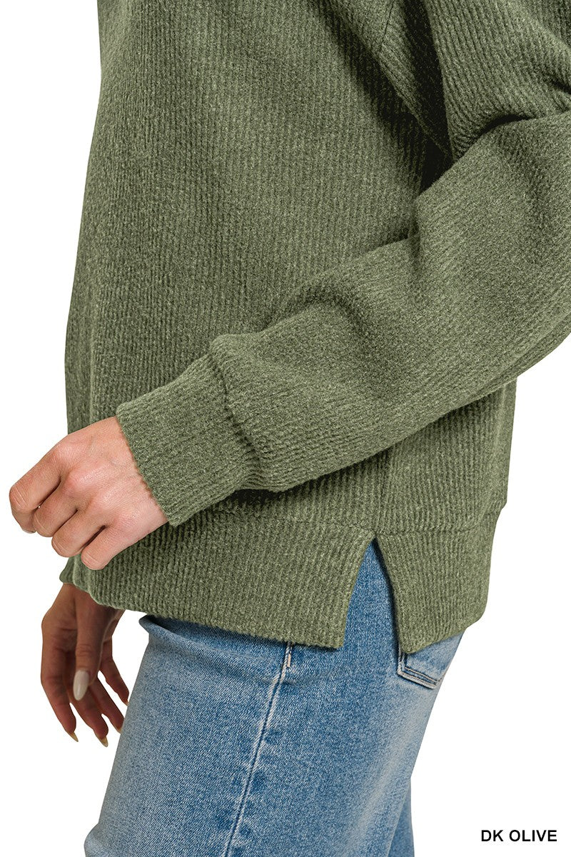 Brushed Ribbed Hacci Hoodie Pullover