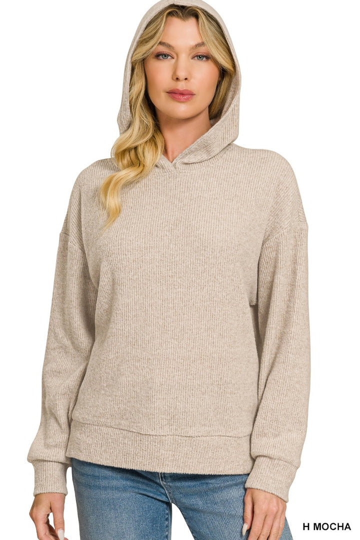 Brushed Ribbed Hacci Hoodie Pullover