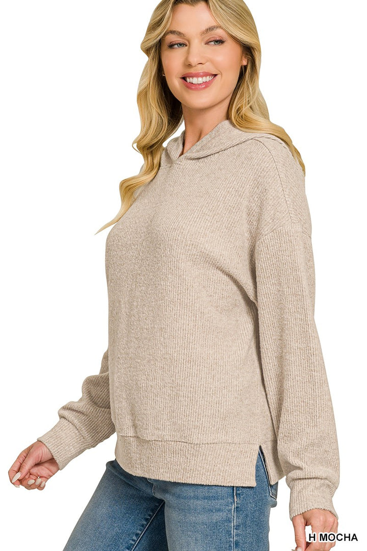 Brushed Ribbed Hacci Hoodie Pullover