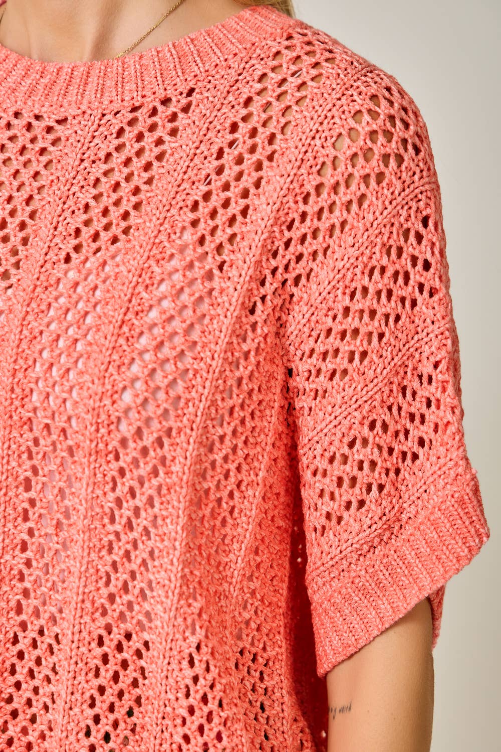 Crochet Short Sleeve Dolman Sweater