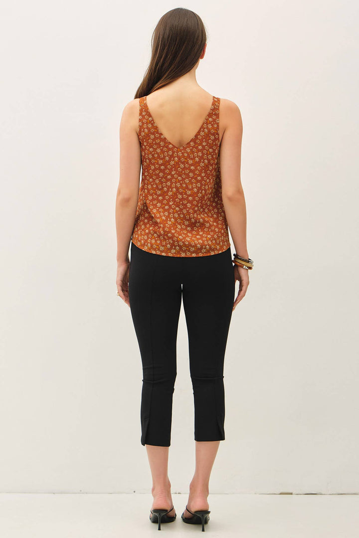 FLORAL PRINT CHIFFON RUFFLE TANK TOP