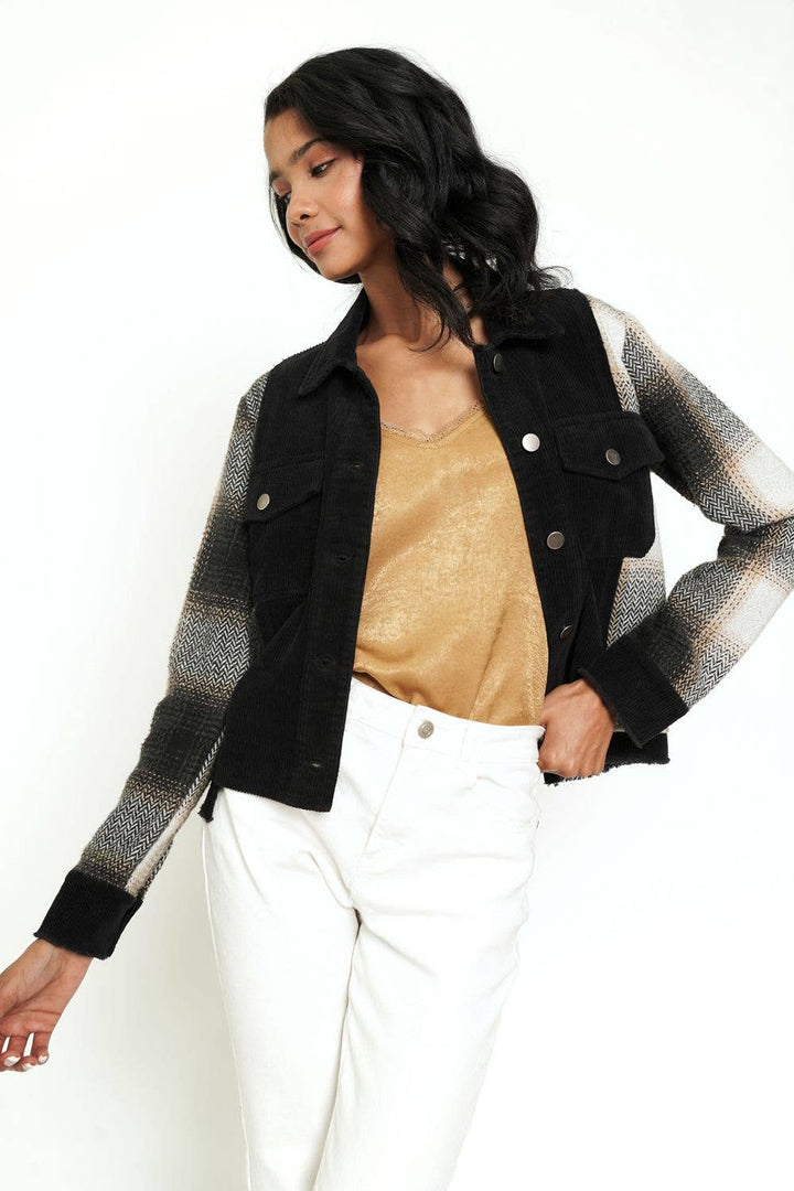 Black Plaid Mix Jacket