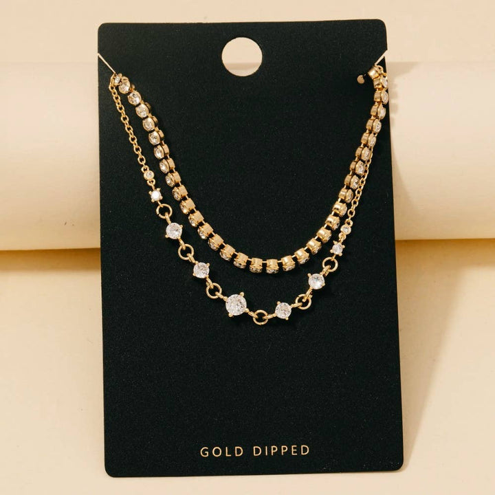 Gems And Chain Layered Necklace