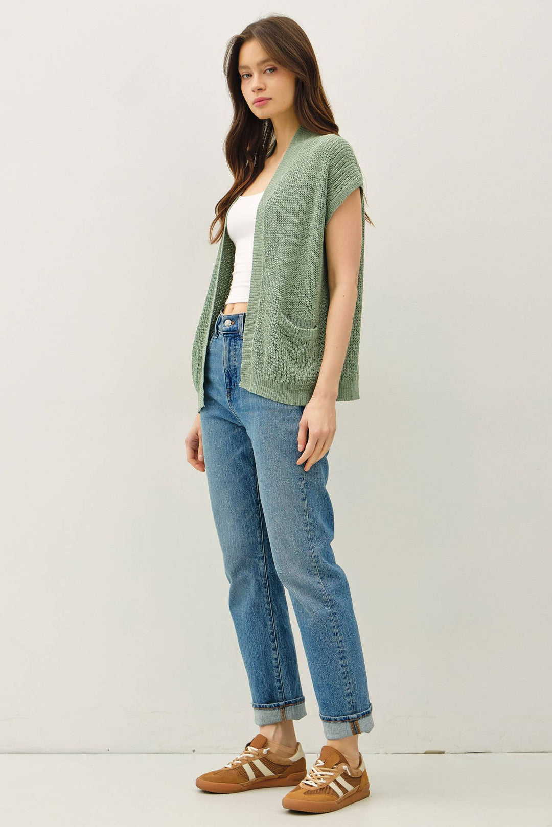 BREEZY SHORT SLEEVED OPEN CARDIGAN