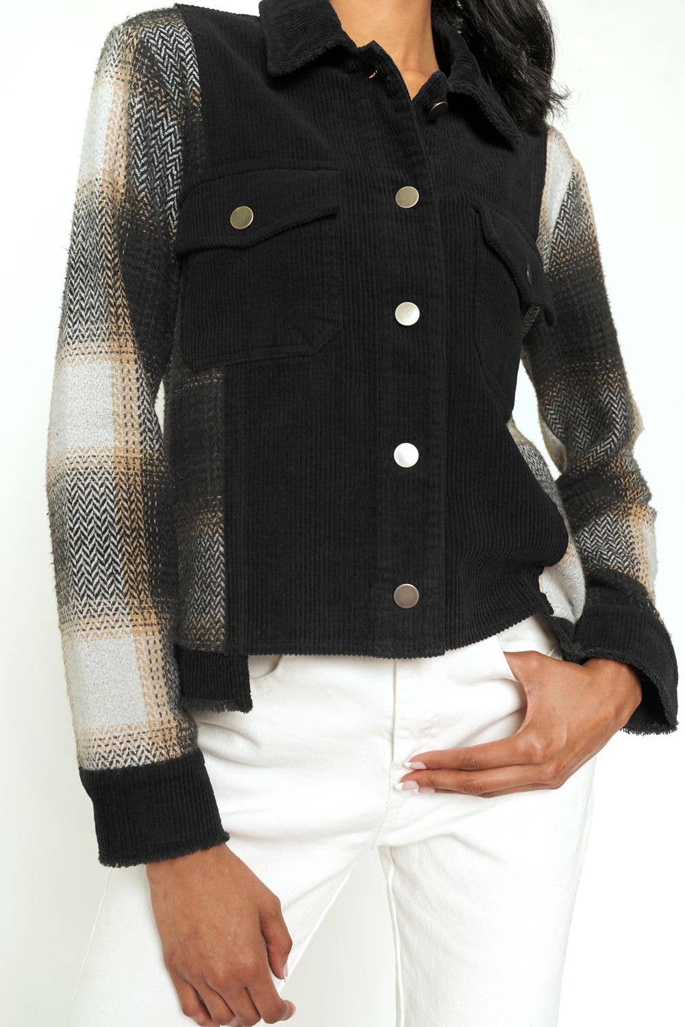 Black Plaid Mix Jacket