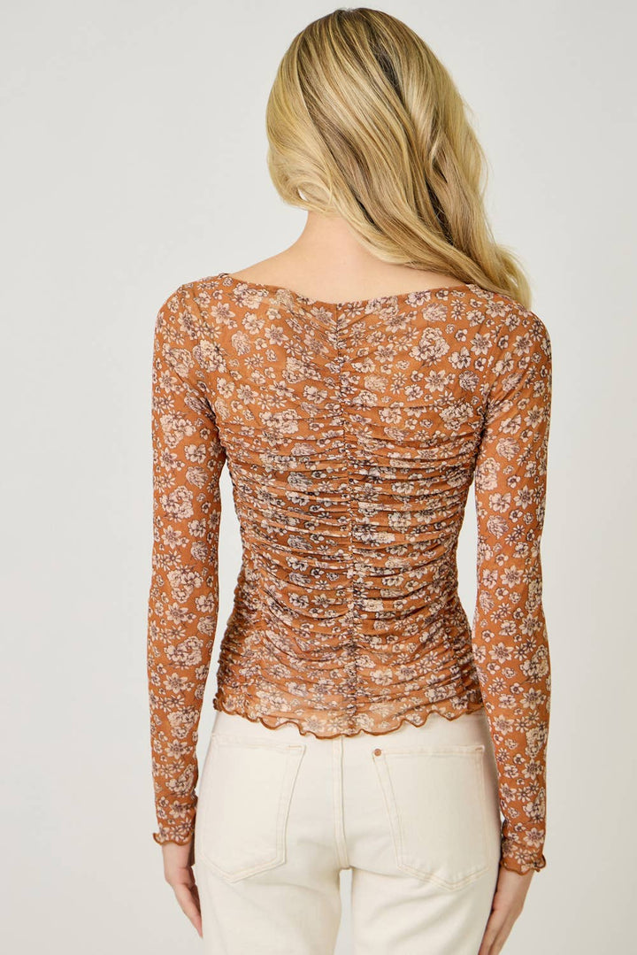 Aubrey Mesh Print Top