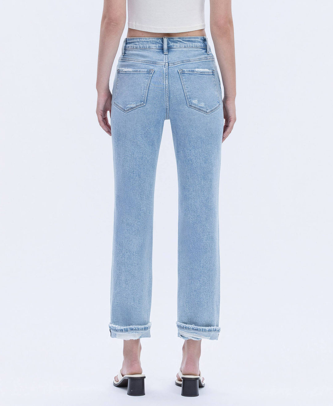 Double Cuffed Cropped Straight Leg