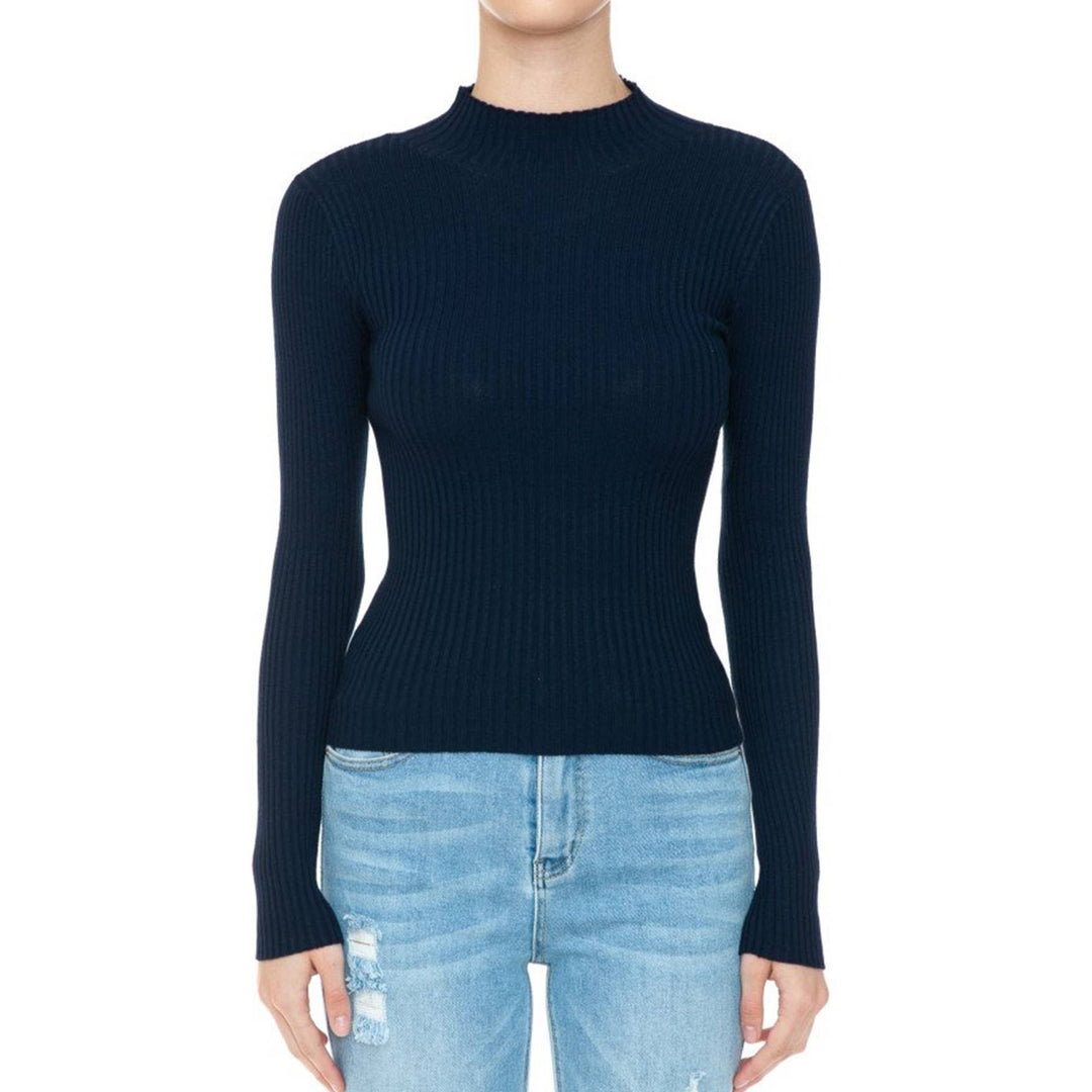 Ribbed Mock Neck Sweater Top