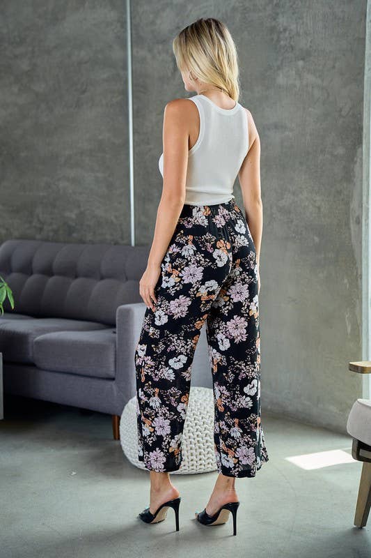Wide Leg Pants With Elastic Waist Band - 8565P-1