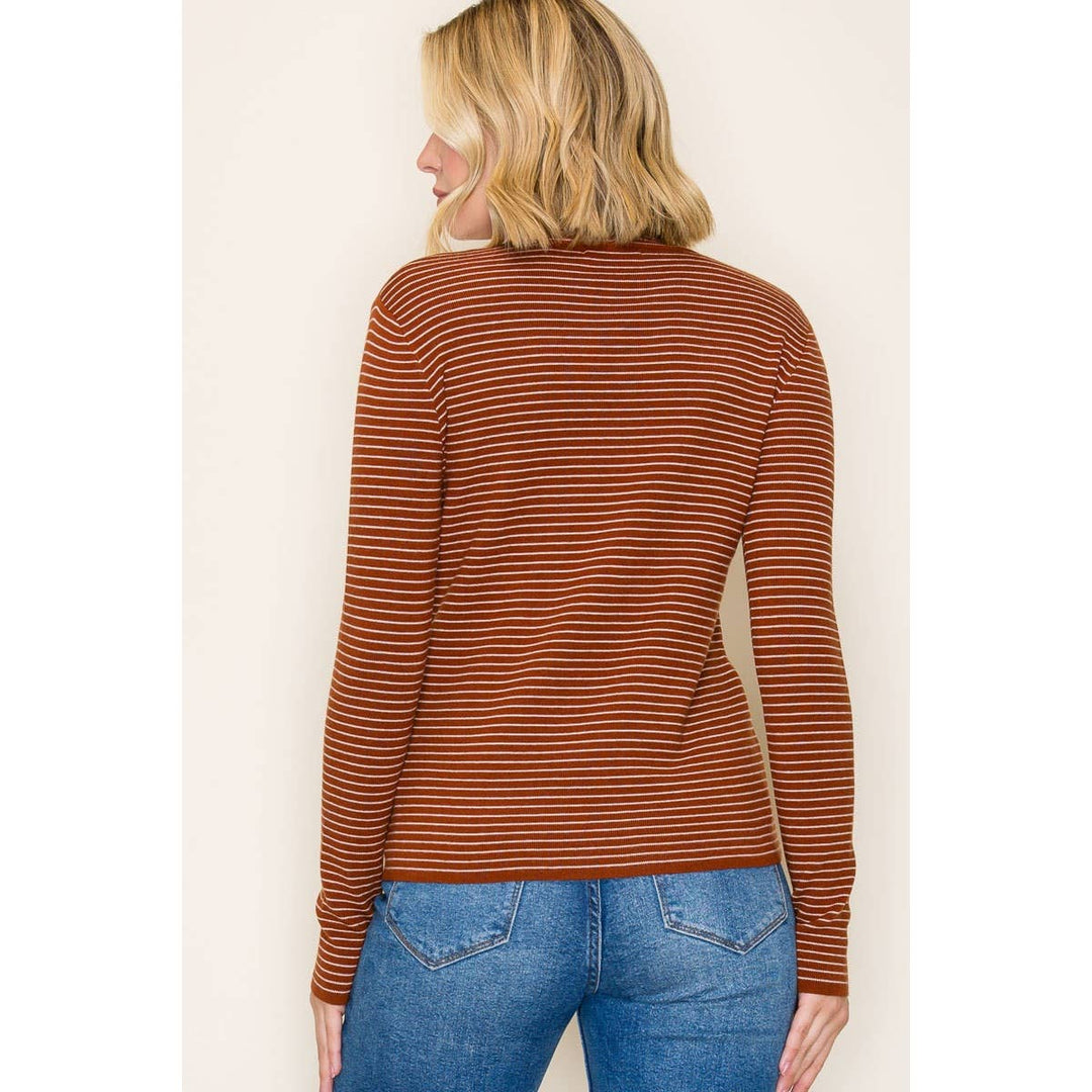 Mock Neck Pinstripe Sweater