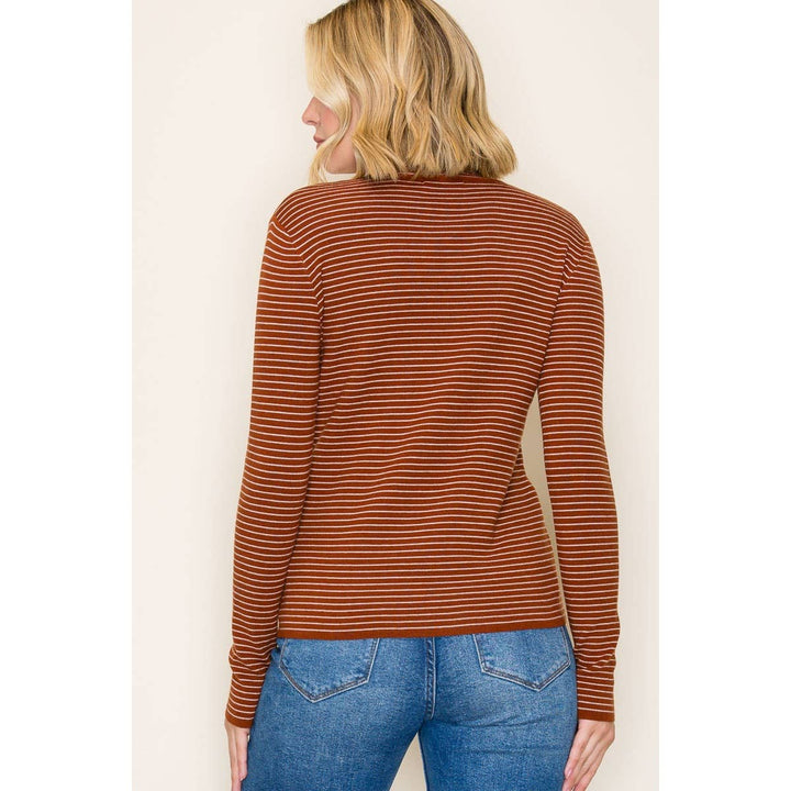 Mock Neck Pinstripe Sweater
