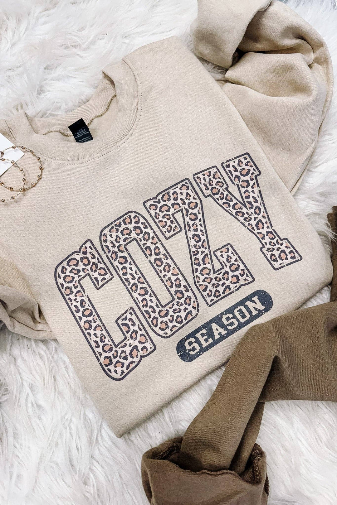 Leopard Cozy Season Graphic Sweatshirt