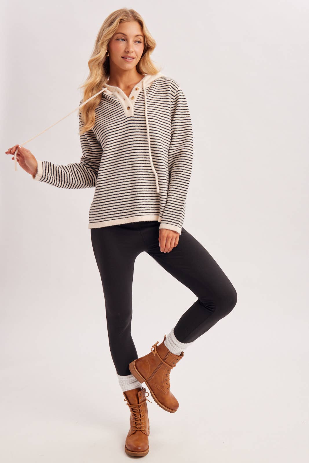HENLEY SWEATER WITH HOODIE