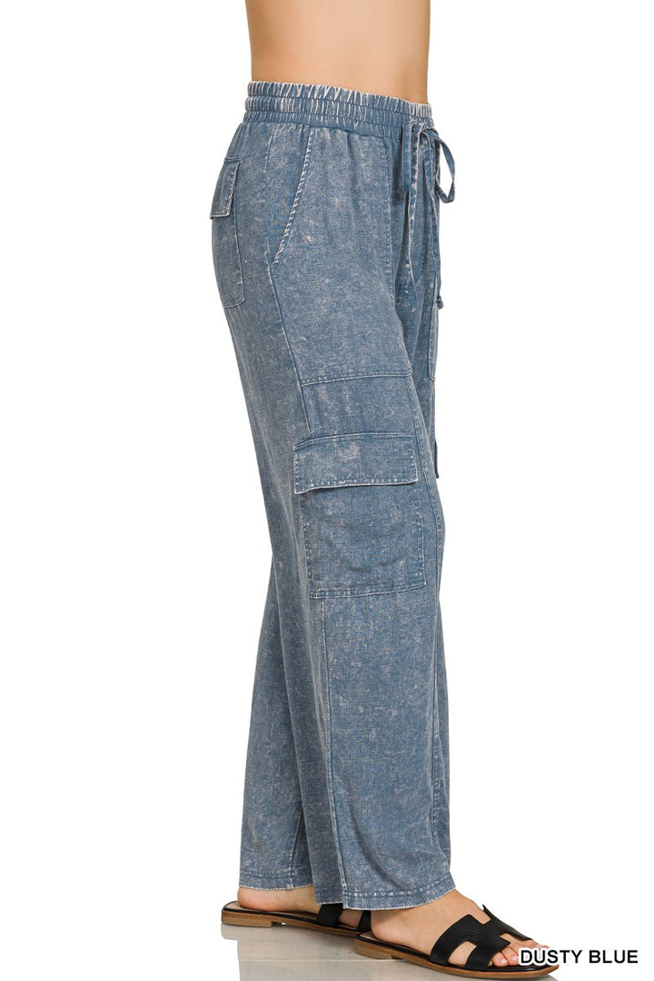 Washed Linen Cargo Pants