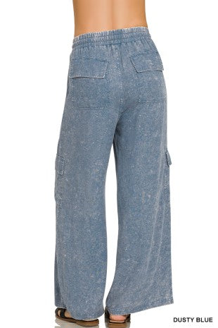 Washed Linen Cargo Pants