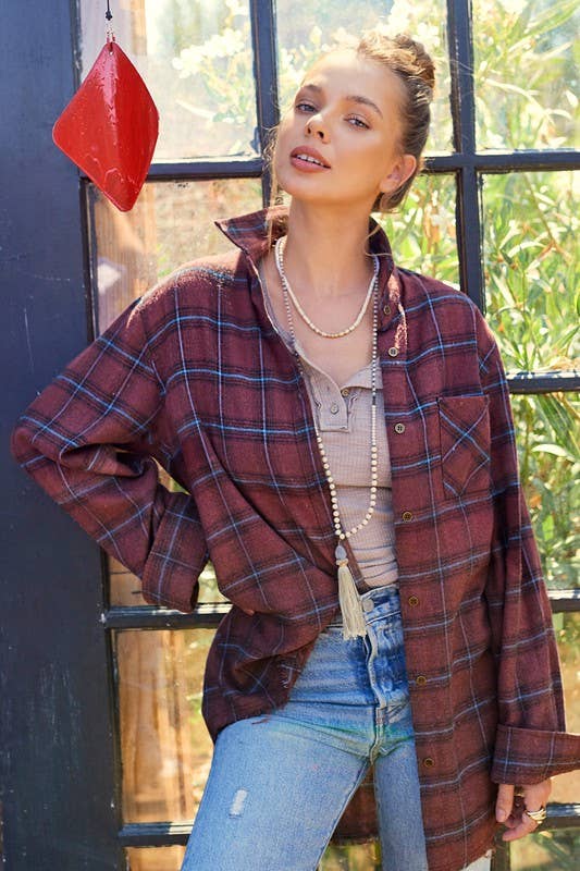 Dark Brown Plaid Flannel