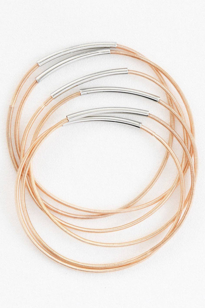 Stretchy Layered Guitar String Bracelet Set - 6019 6020
