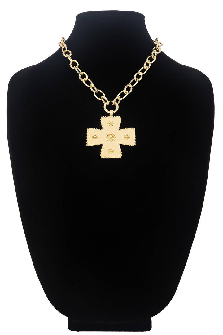 Chunky Statement Cross Pendant Necklace