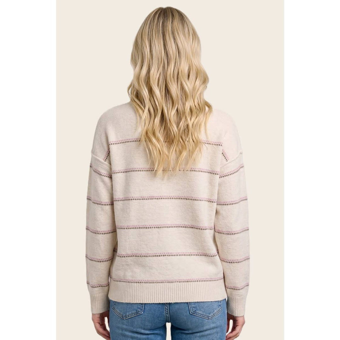 DOTTED STRIPED FUZZY SWEATER