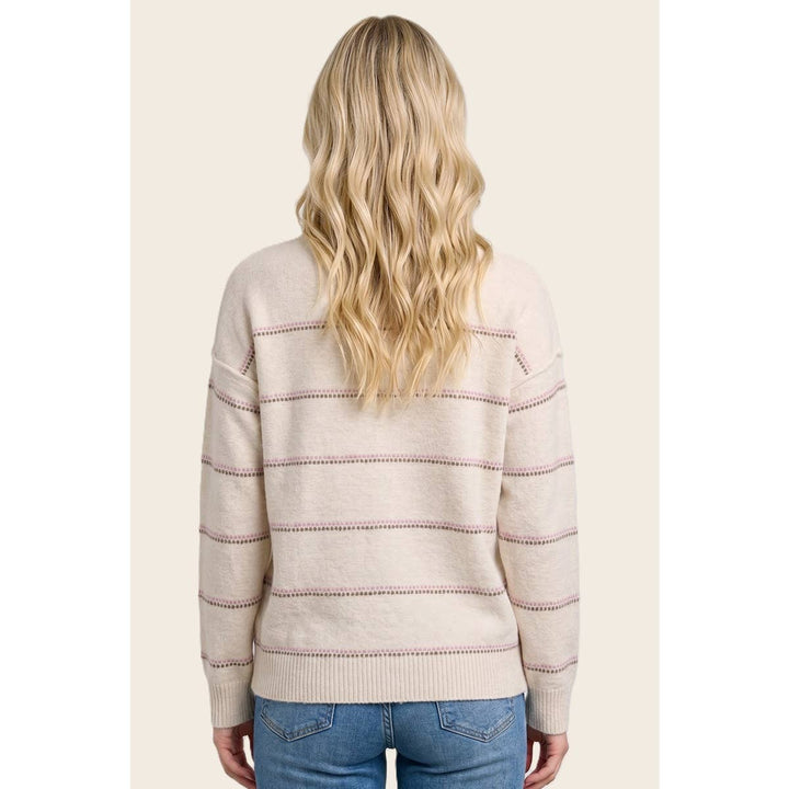 DOTTED STRIPED FUZZY SWEATER