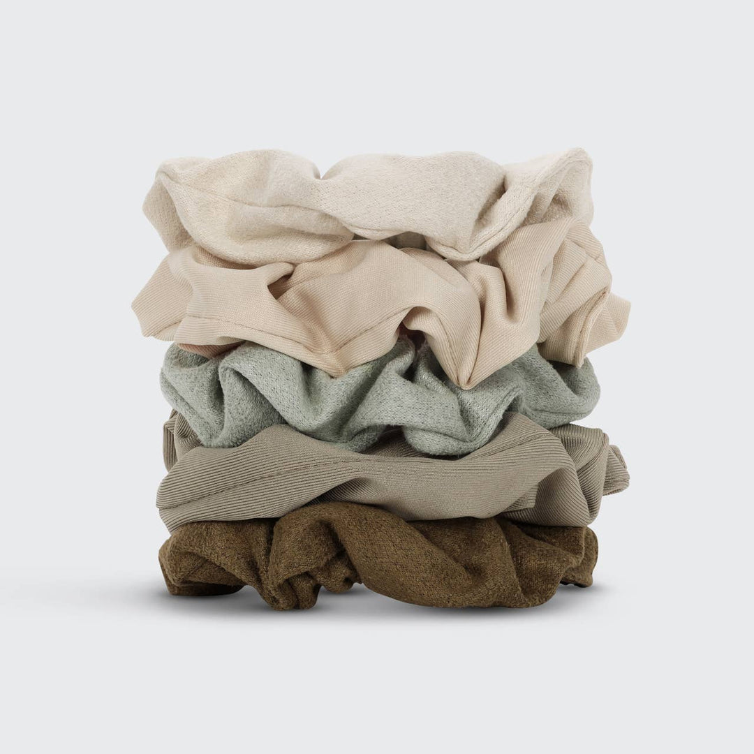 Textured Scrunchies 5pc Set - Eucalyptus