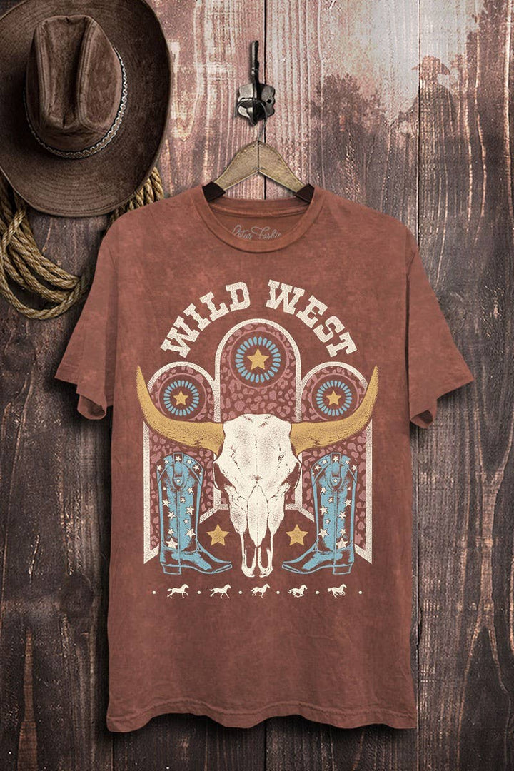 Wild West Cow Skull Graphic Top