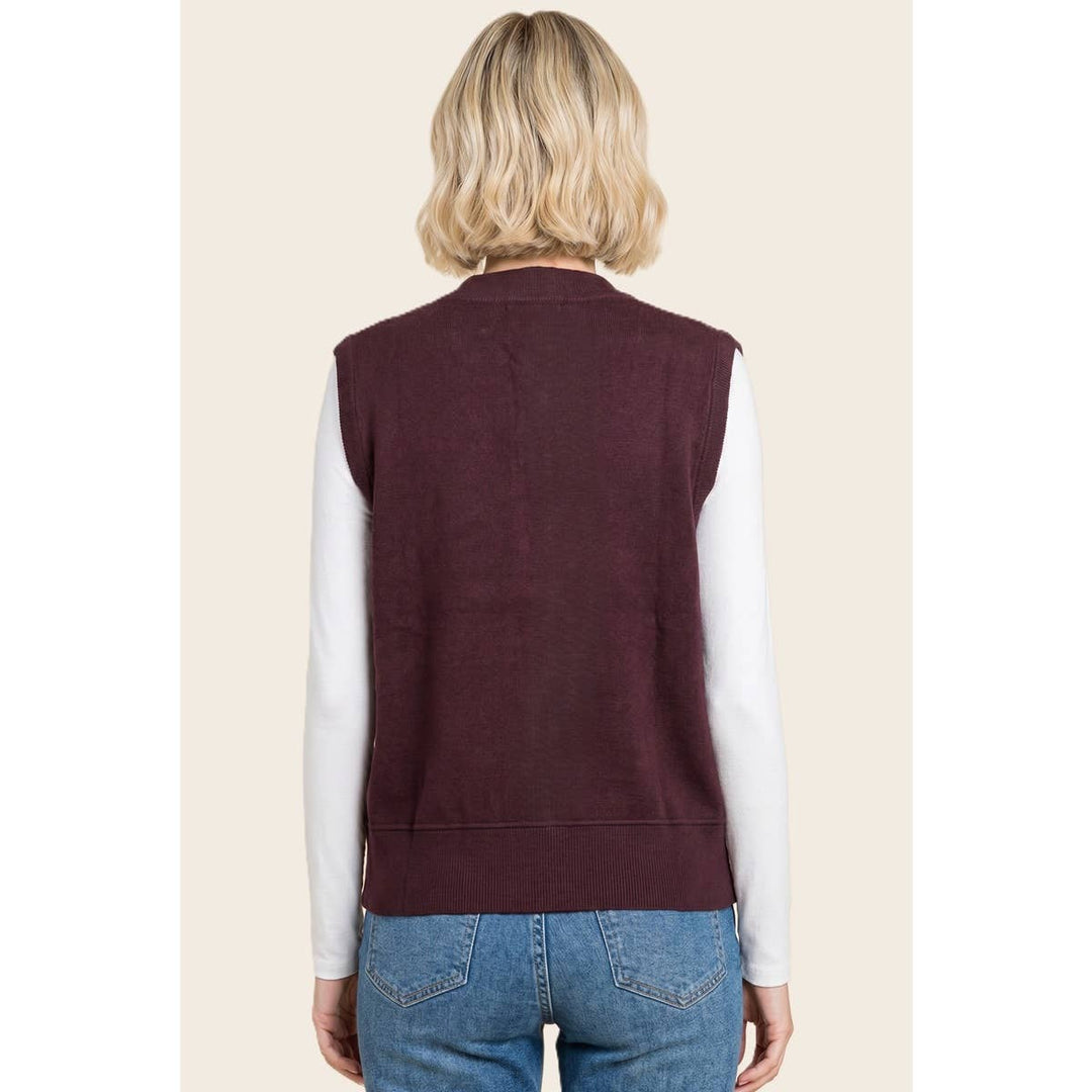 CREW NECK BUTTON DOWN SWEATER VEST
